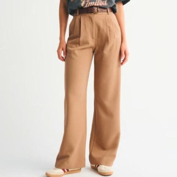 Abercrombie & Fitch Pants - Abercrombie & Fitch Sloane Tailored High Rise Wide Leg Pant in Brown